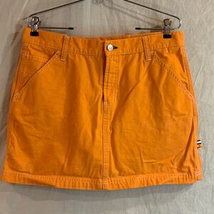 Tommy Hilfiger Orange Denim Mini Skirt with Branded Button